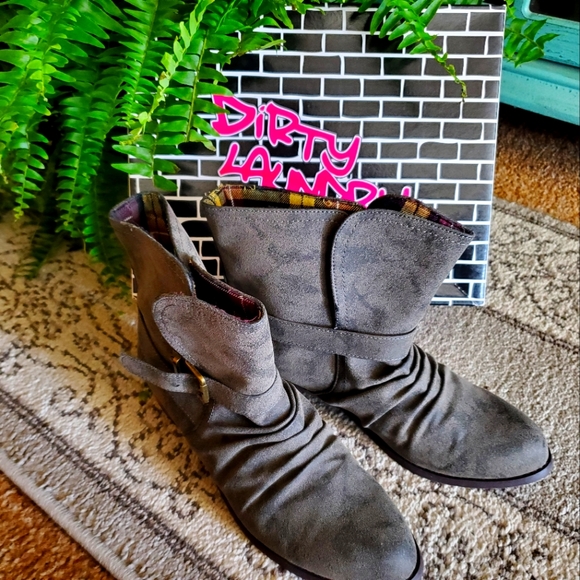 Dirty Laundry Booties, Women's S8.5, Green/Brown/Plaid, In Box - Picture 1 of 5